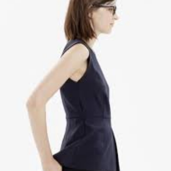 Madewell navy and black leather peplum sleeveless top size 12 - Picture 3 of 7